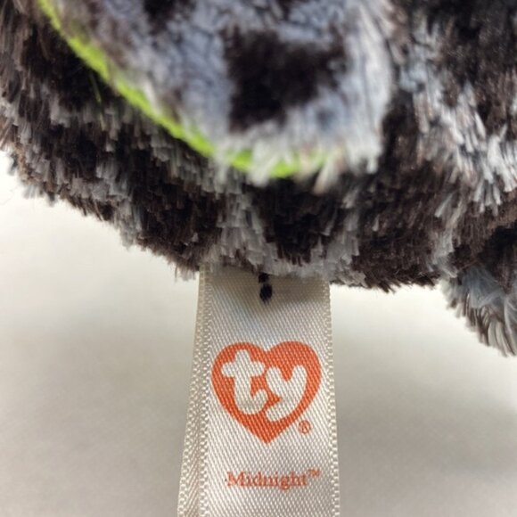 Ty Beanie Boo Midnight Owl 6” Glitter Eyes Plush Stuffed  Black Orange Bird - Picture 4 of 8